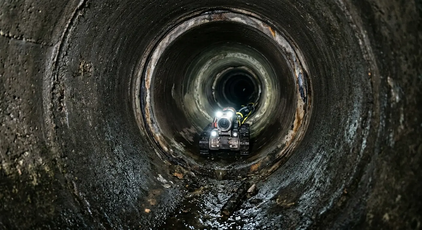 Robotic sewer camera inspecting pipe interior for Sewer Line Repair in Wheeling